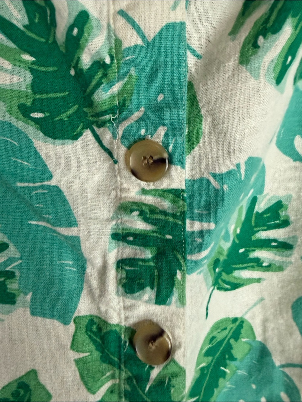 J.Crew Green Leaf Print Button-Front Women’s linen blend  Tank Top size large - Picture 6 of 10